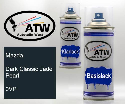 Mazda, Dark Classic Jade Pearl, 0VP: 400ml Sprühdose + 400ml Klarlack - Set, von ATW Autoteile West.
